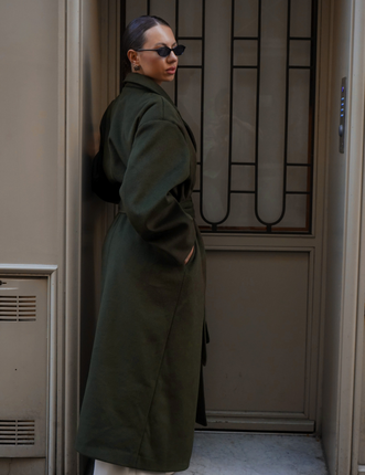 【11月中旬発送】Elegant Kimono Long Coat / 抹茶色(matcha)