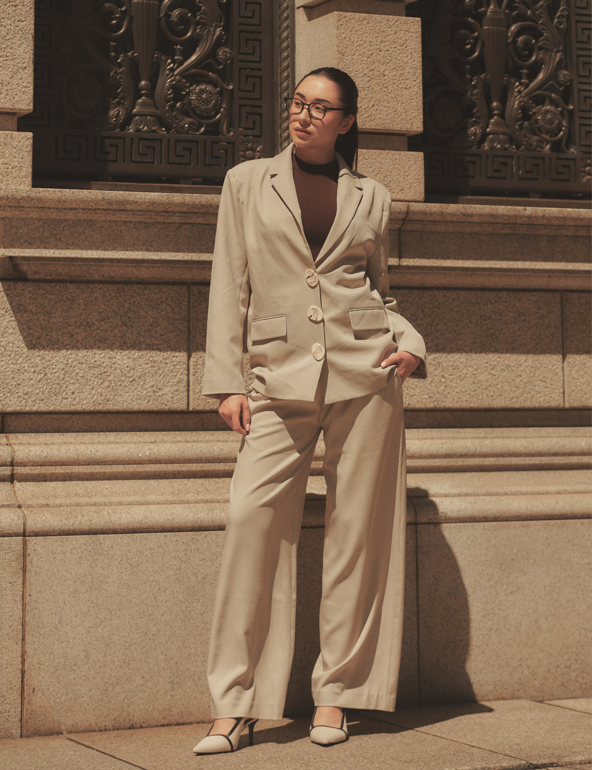 Urban Frame Stone Blazer / 亜麻(sand beige)