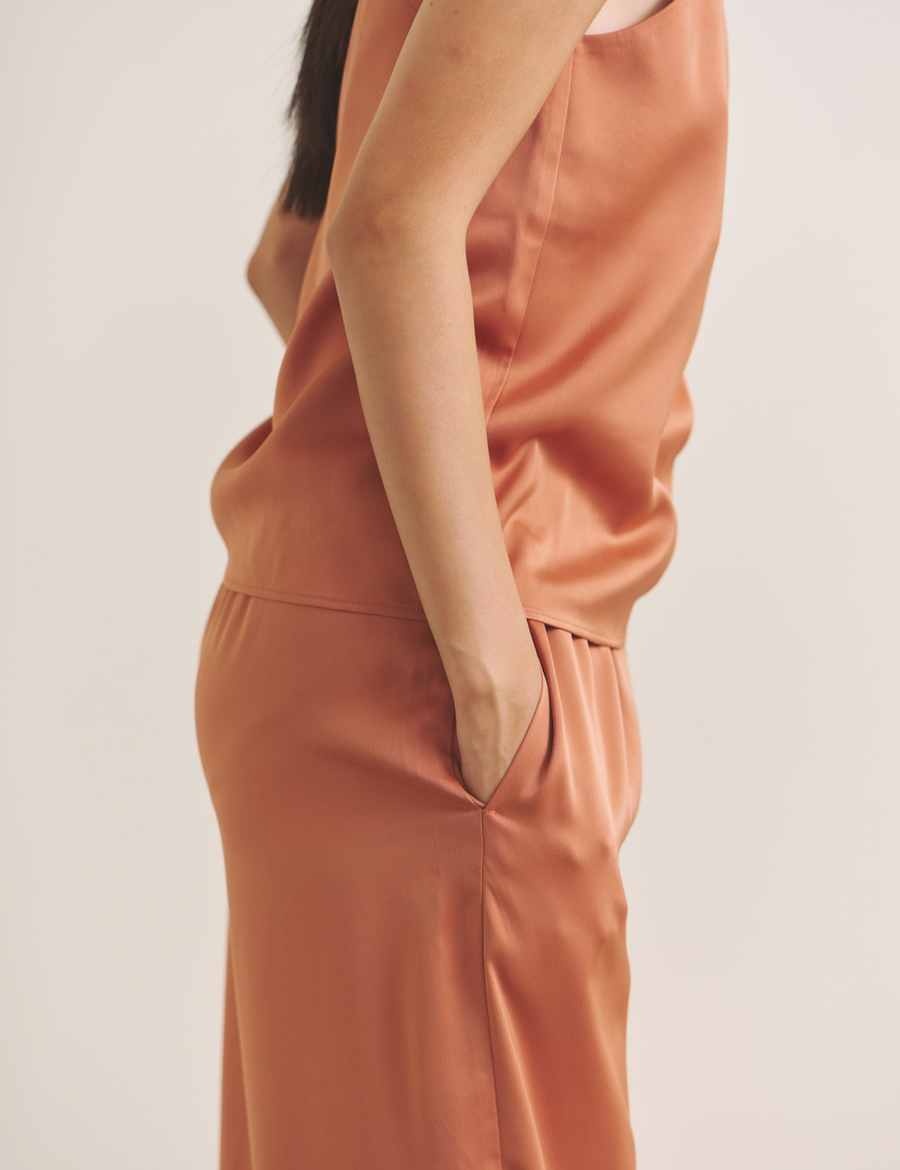 Soft Terra Satin Pants / 琥珀(orange)