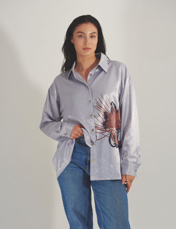 Harmony Elegant Satin Shirt / Gray