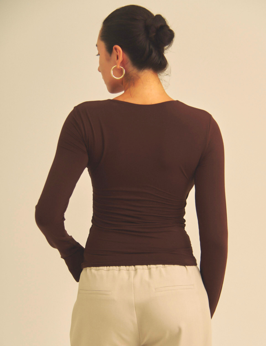 【COMING SOON】Aurafit Padded Long Sleeve Top / 焦茶(dark brown)