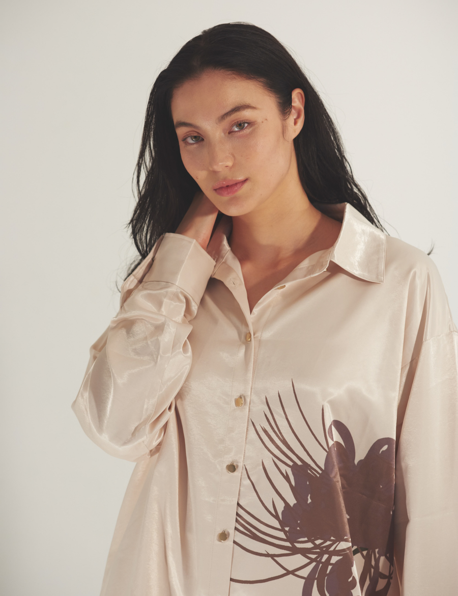 Harmony Elegant Satin Shirt / Flax (beige)