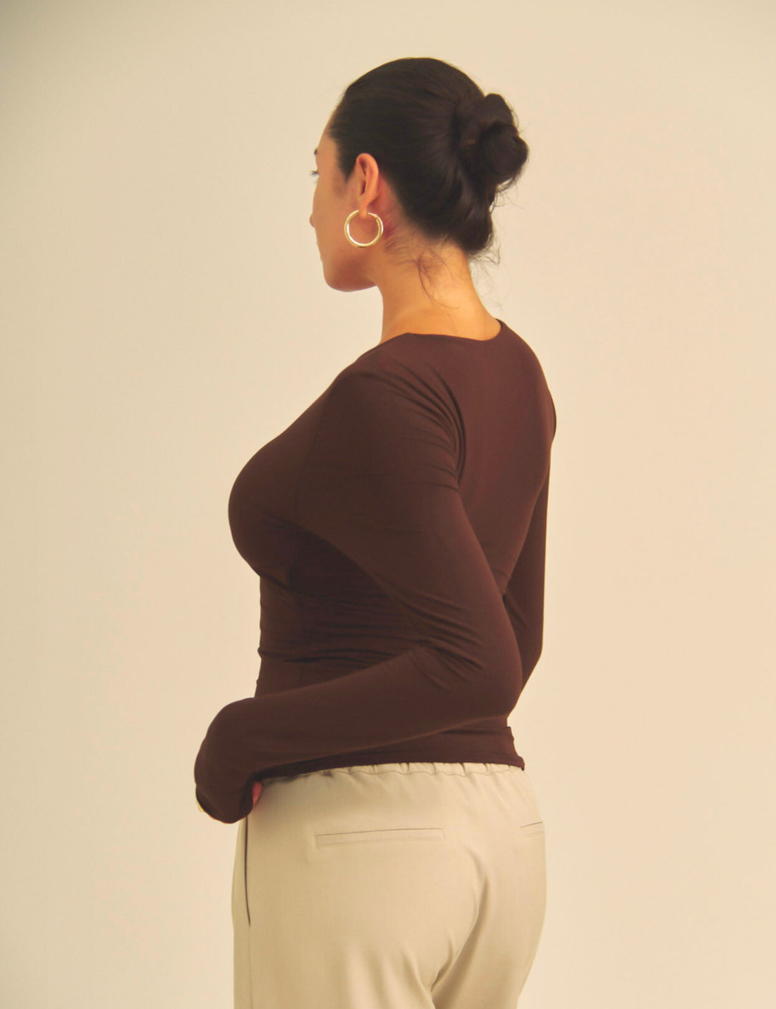 【COMING SOON】Aurafit Padded Long Sleeve Top / 焦茶(dark brown)