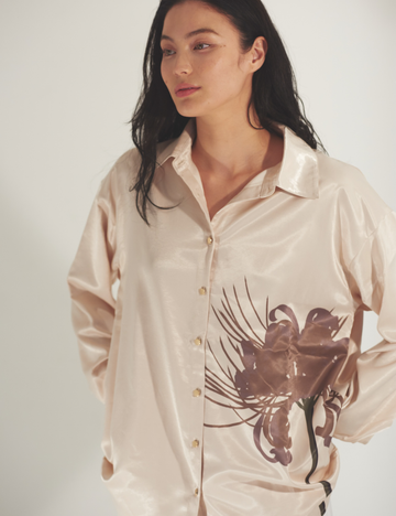 Harmony Elegant Satin Shirt / Flax (beige)