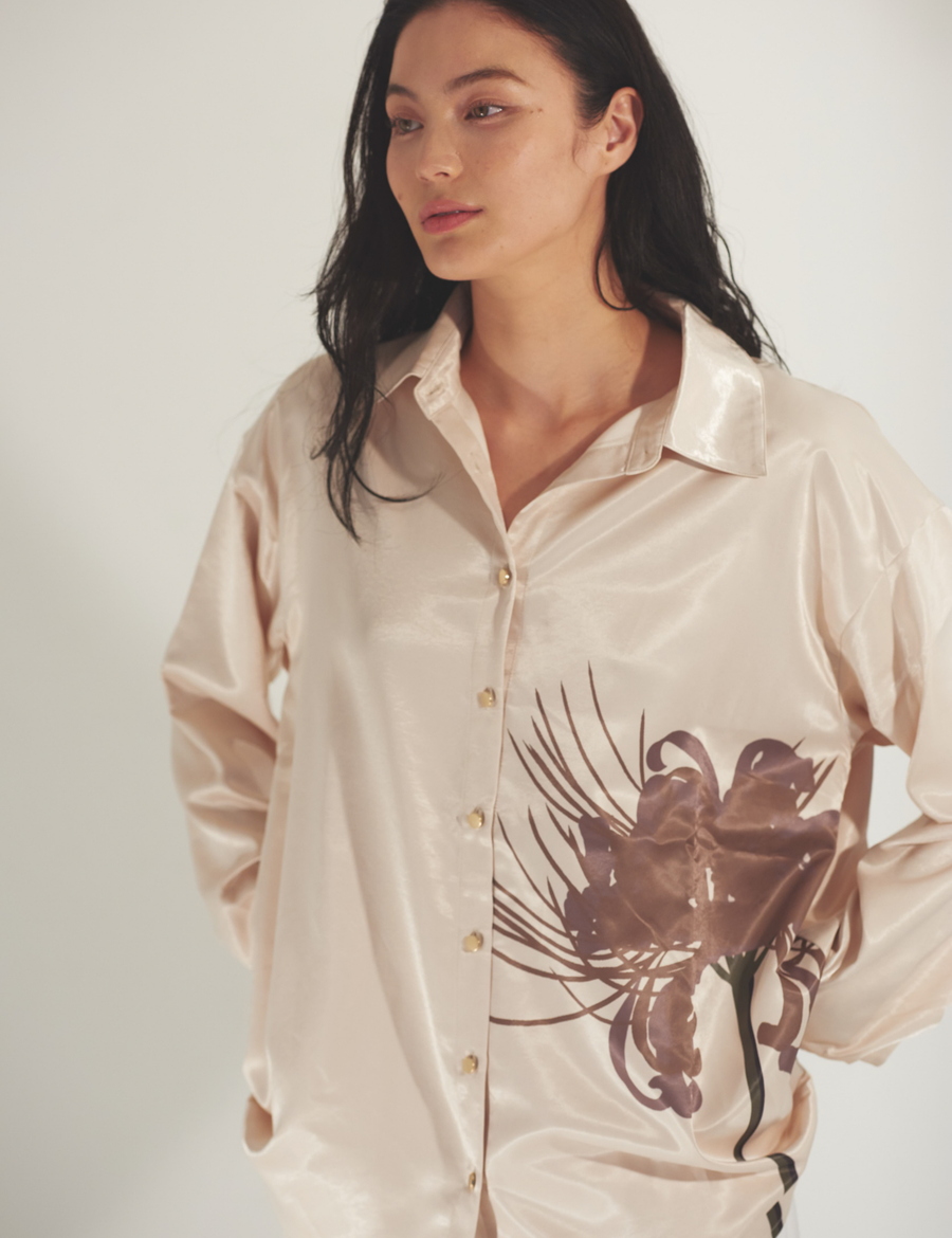 Harmony Elegant Satin Shirt / Flax (beige)