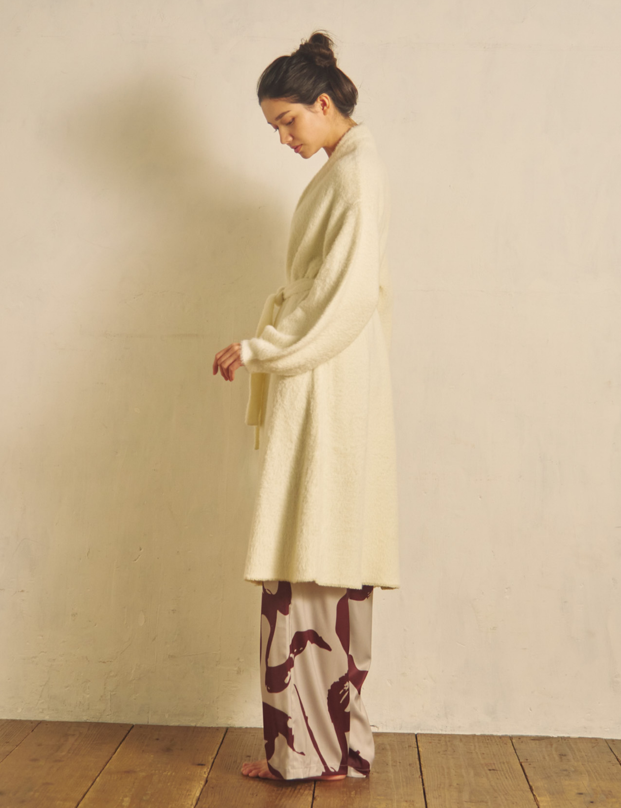 Fluffy Shaggy Cardigan Robe / Gofun (ivory)