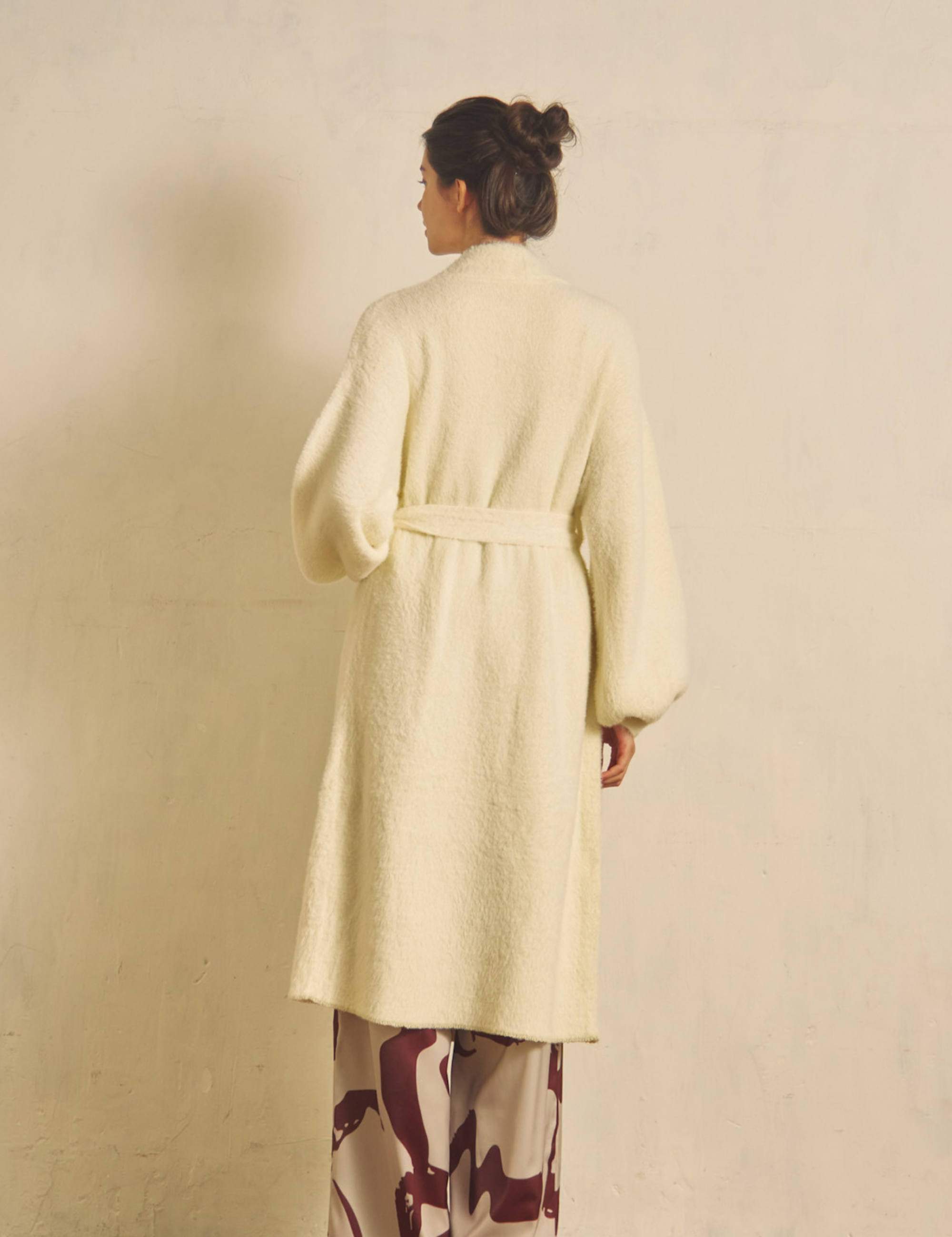 Fluffy Shaggy Cardigan Robe / Faded Brown