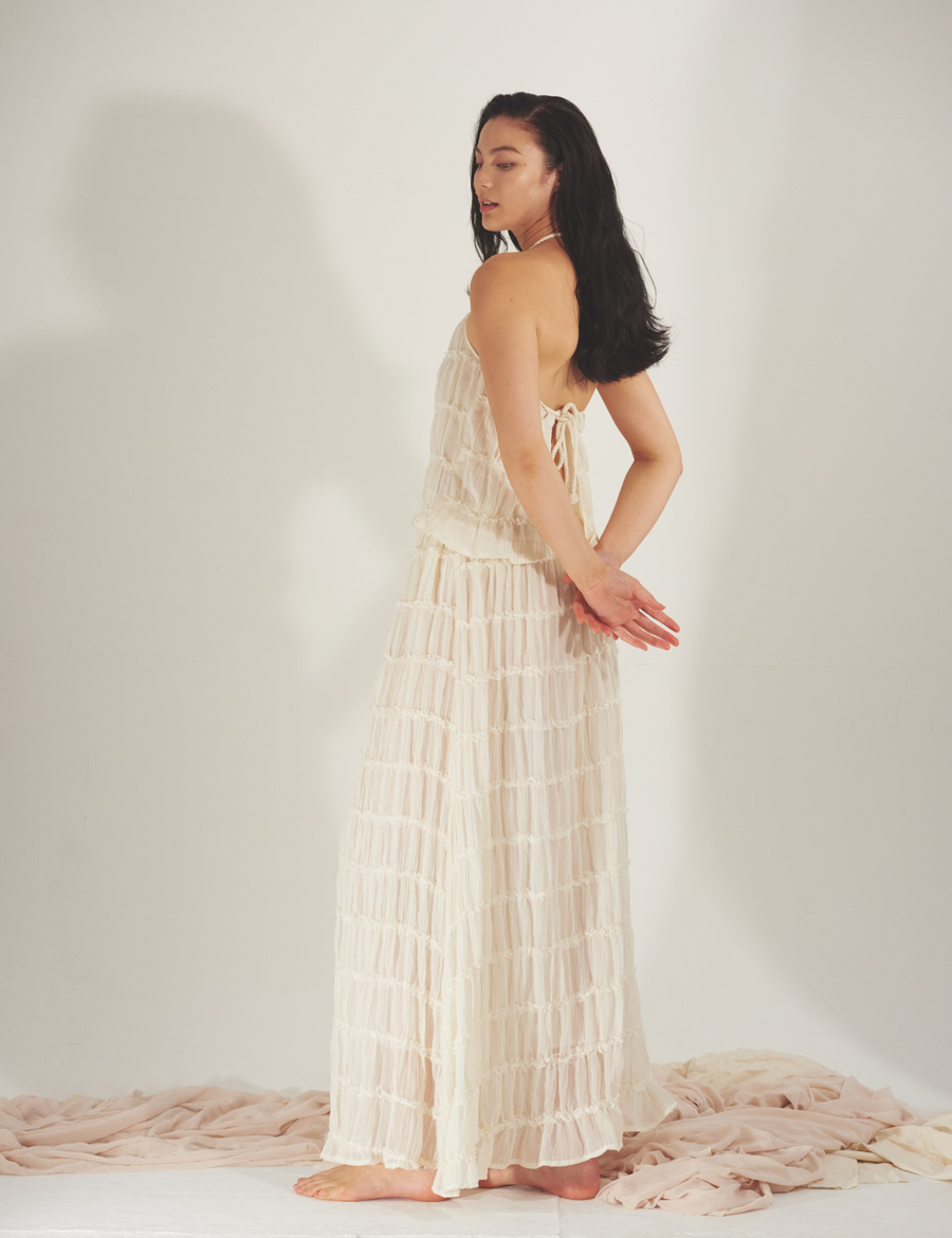 Ocean Breeze Elegant  Chiffon Skirt / 胡粉(off white)