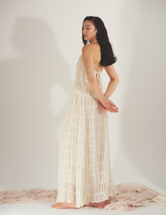 Ocean Breeze Elegant  Chiffon Skirt / 胡粉(off white)