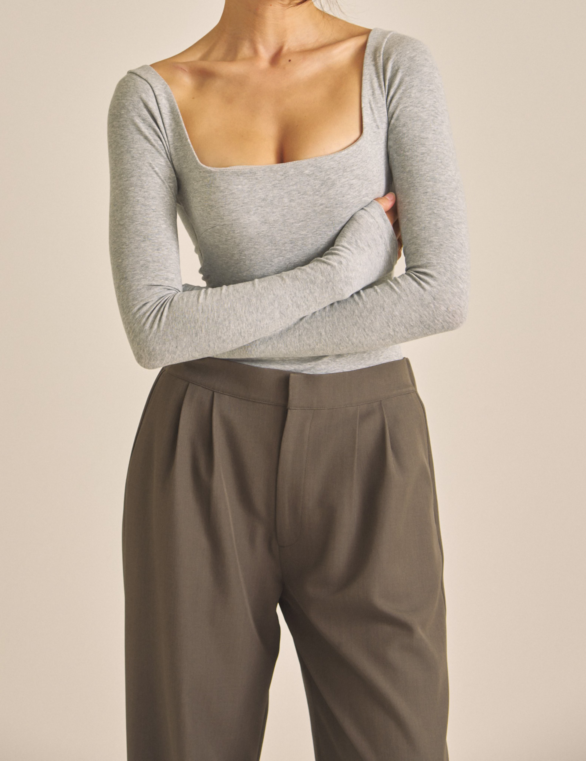 Dreamy x WABISABI long sleeve top / Ishinezu (stone gray