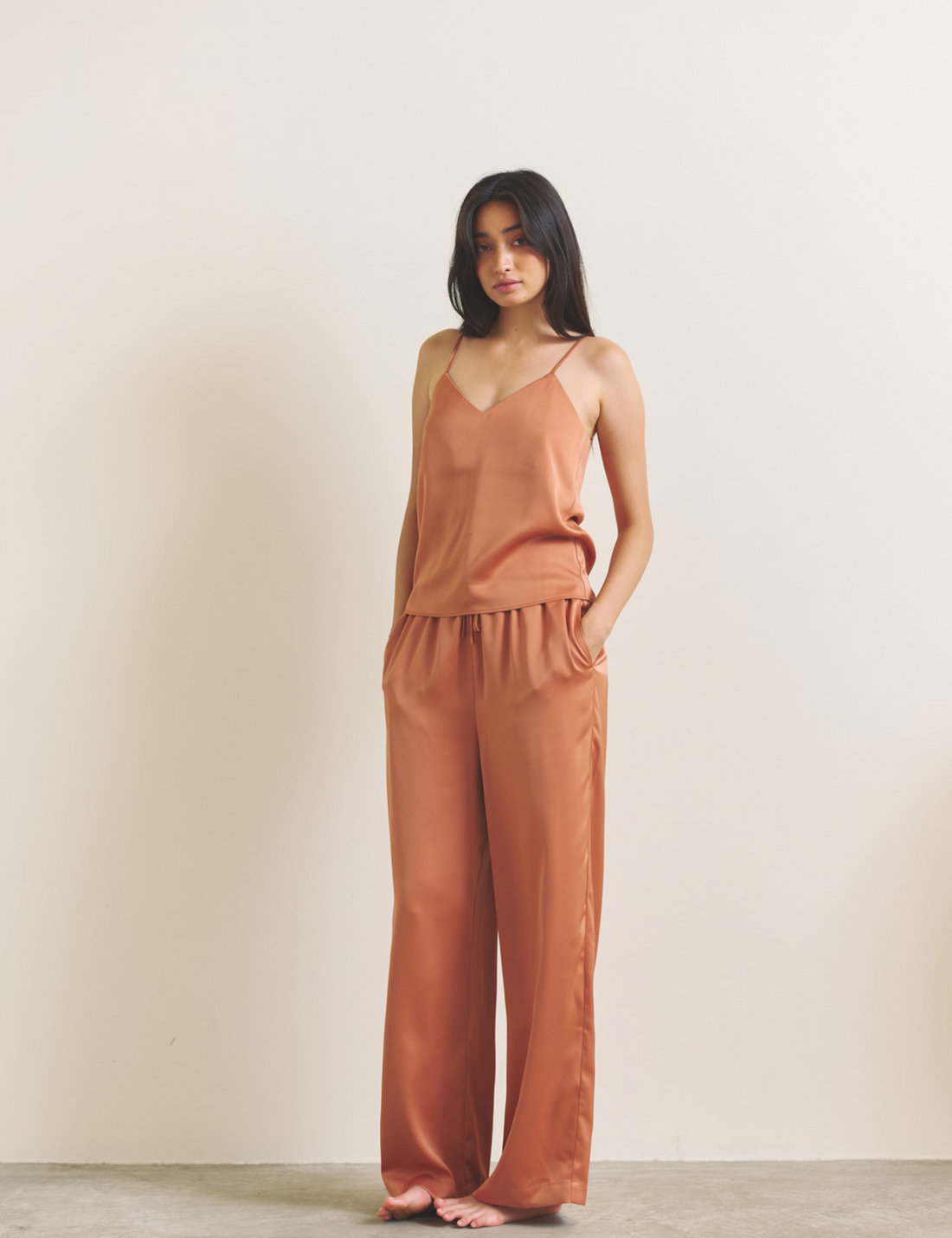 Soft Terra Satin Pants / 琥珀(orange)