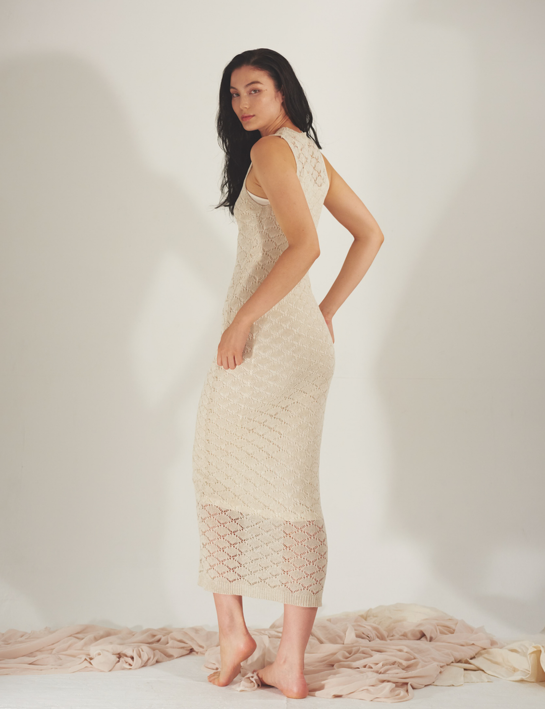 Ocean Breeze Elegant Knit Dress / 胡粉(off white)