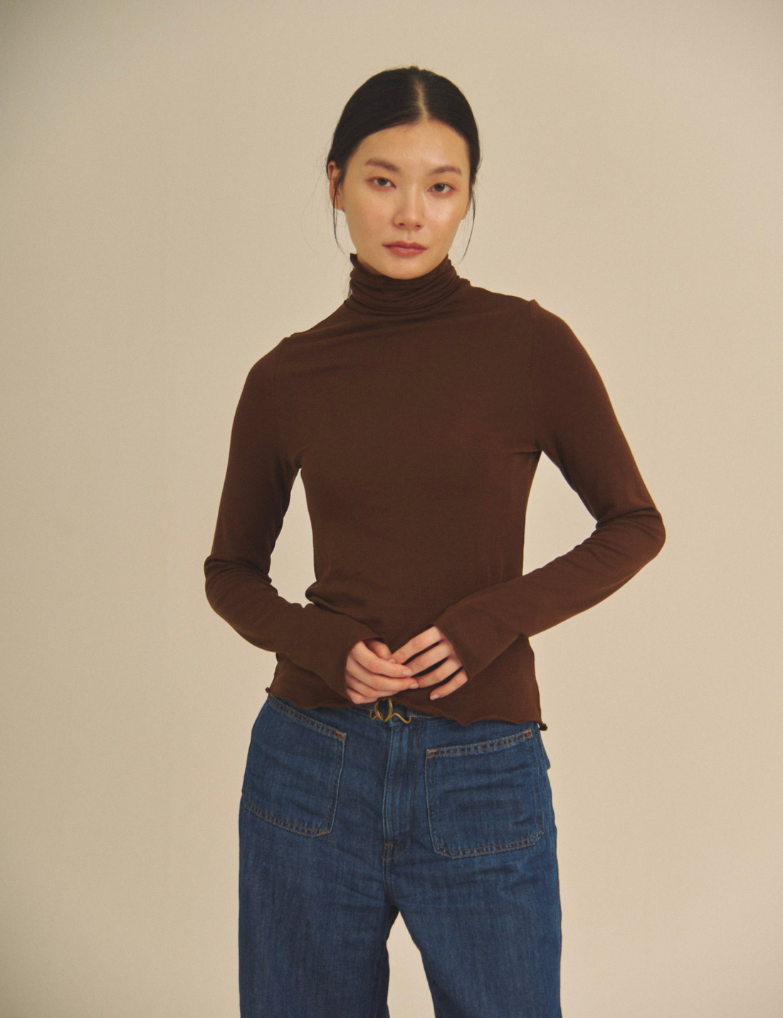 Sheer Grace Turtleneck / 焦茶(dark brown)