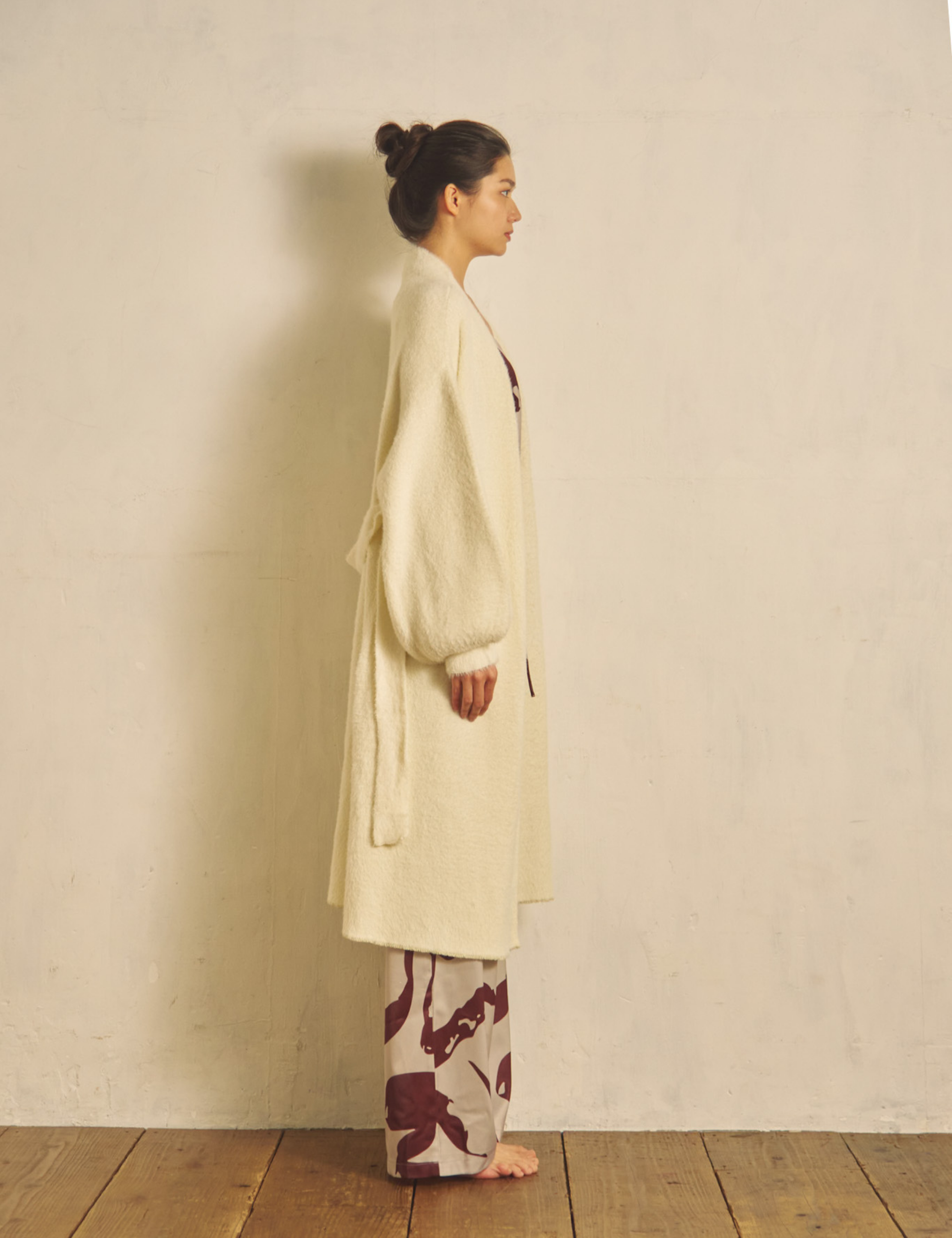 Fluffy Shaggy Cardigan Robe / Gofun (ivory)