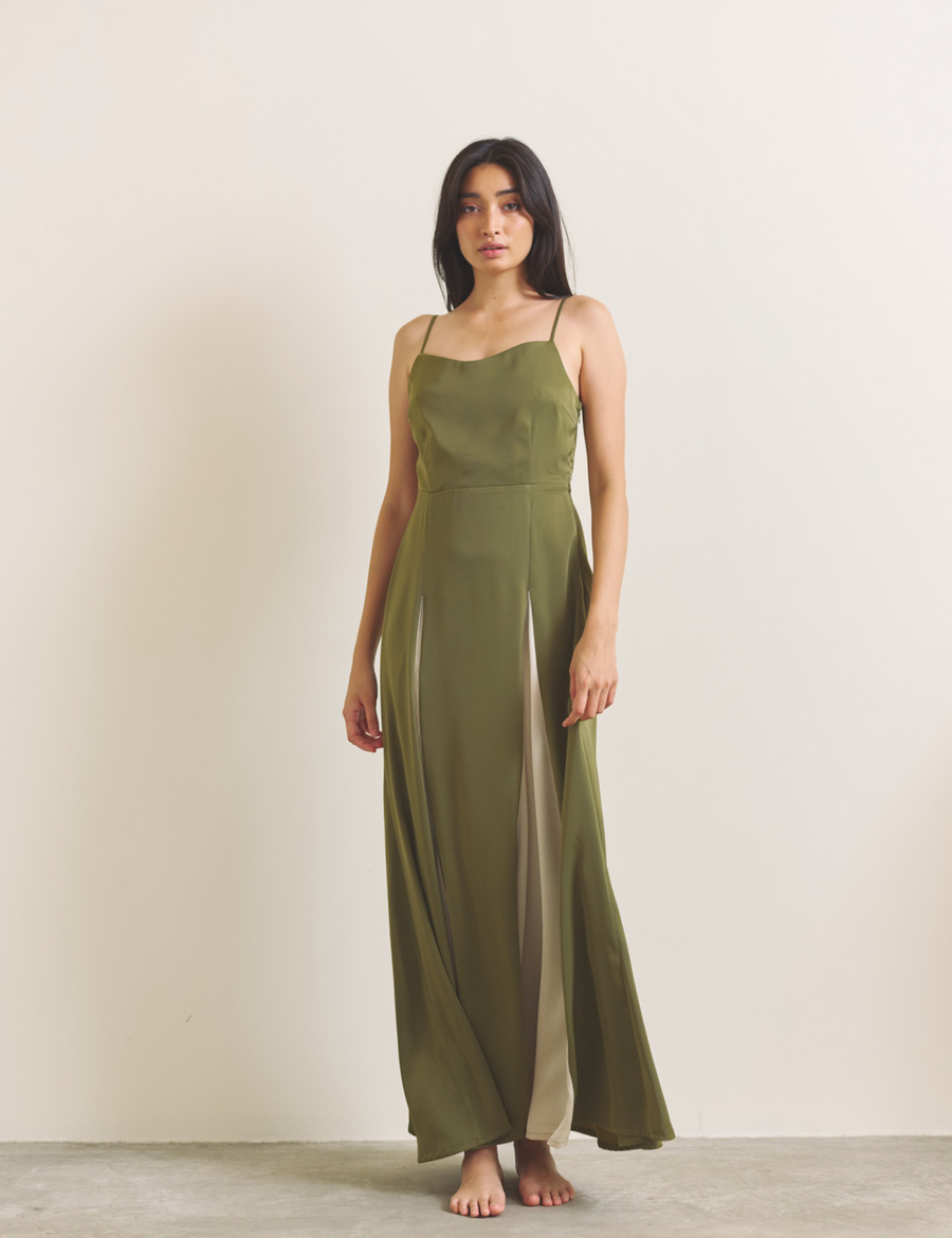 Rich Satin Bloom dress / 抹茶(matcha)