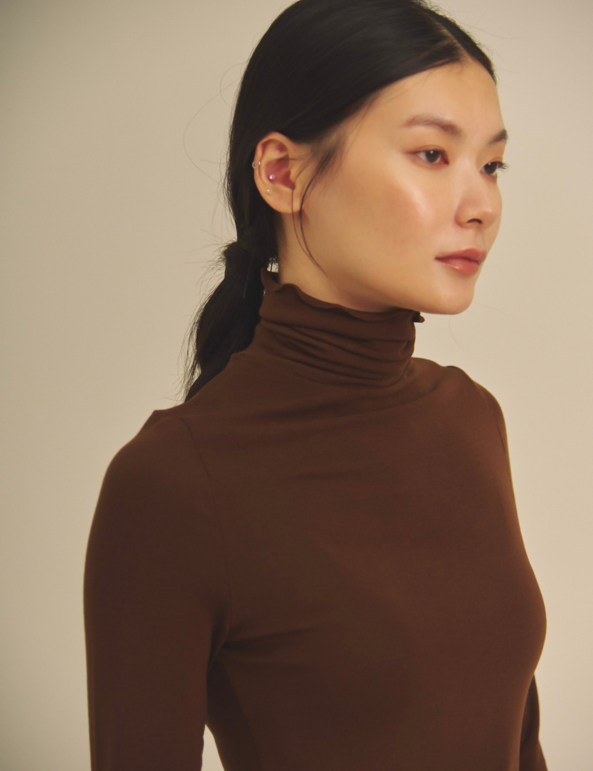 Sheer Grace Turtleneck / 焦茶(dark brown)