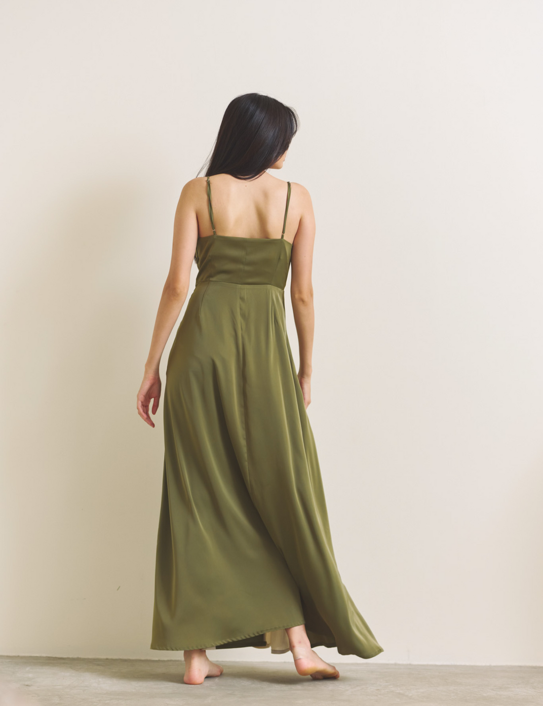 Rich Satin Bloom dress / 抹茶(matcha)