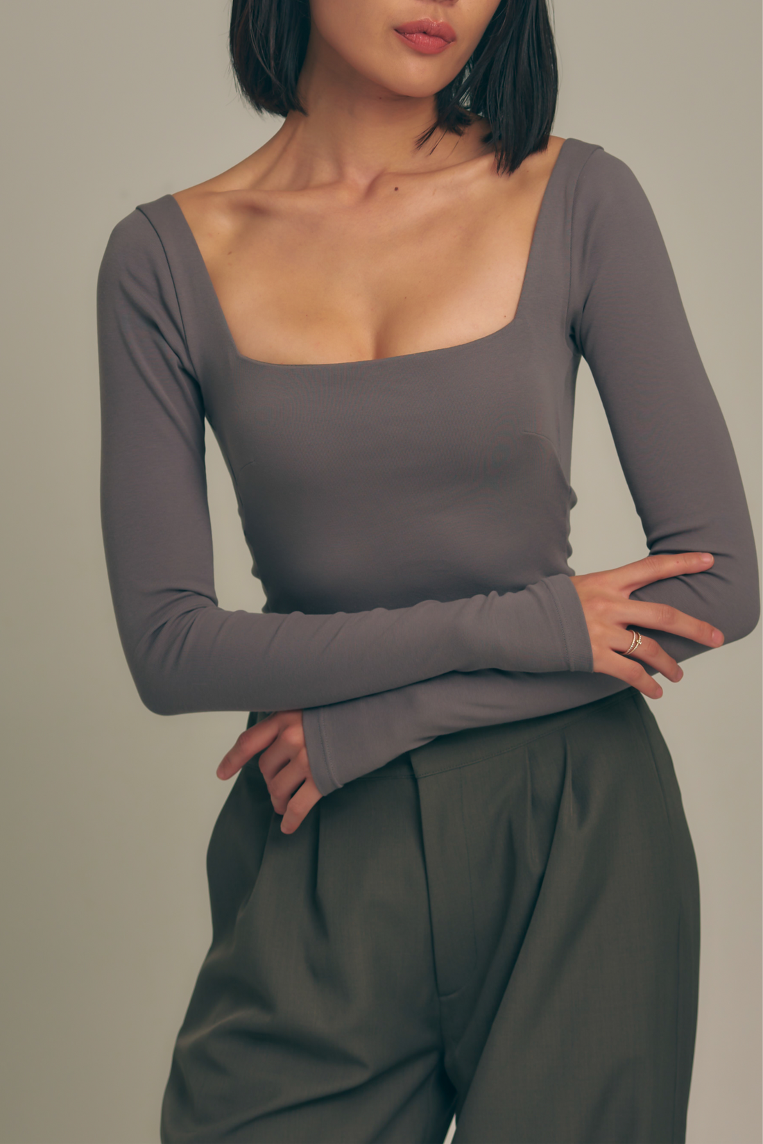 Dreamy×WABISABI long sleeve top / 薄墨(earth gray)