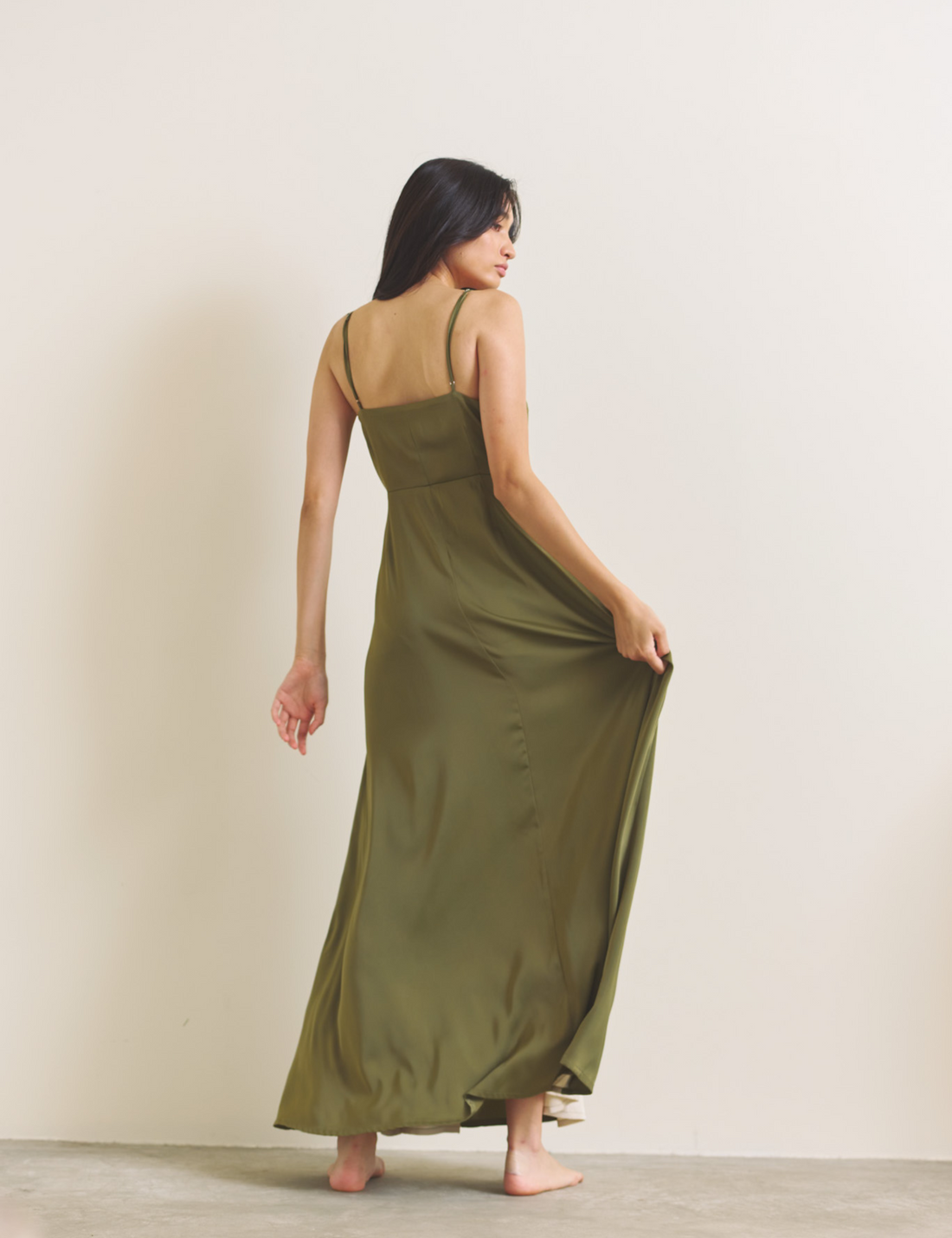 Rich Satin Bloom dress / 抹茶(matcha)