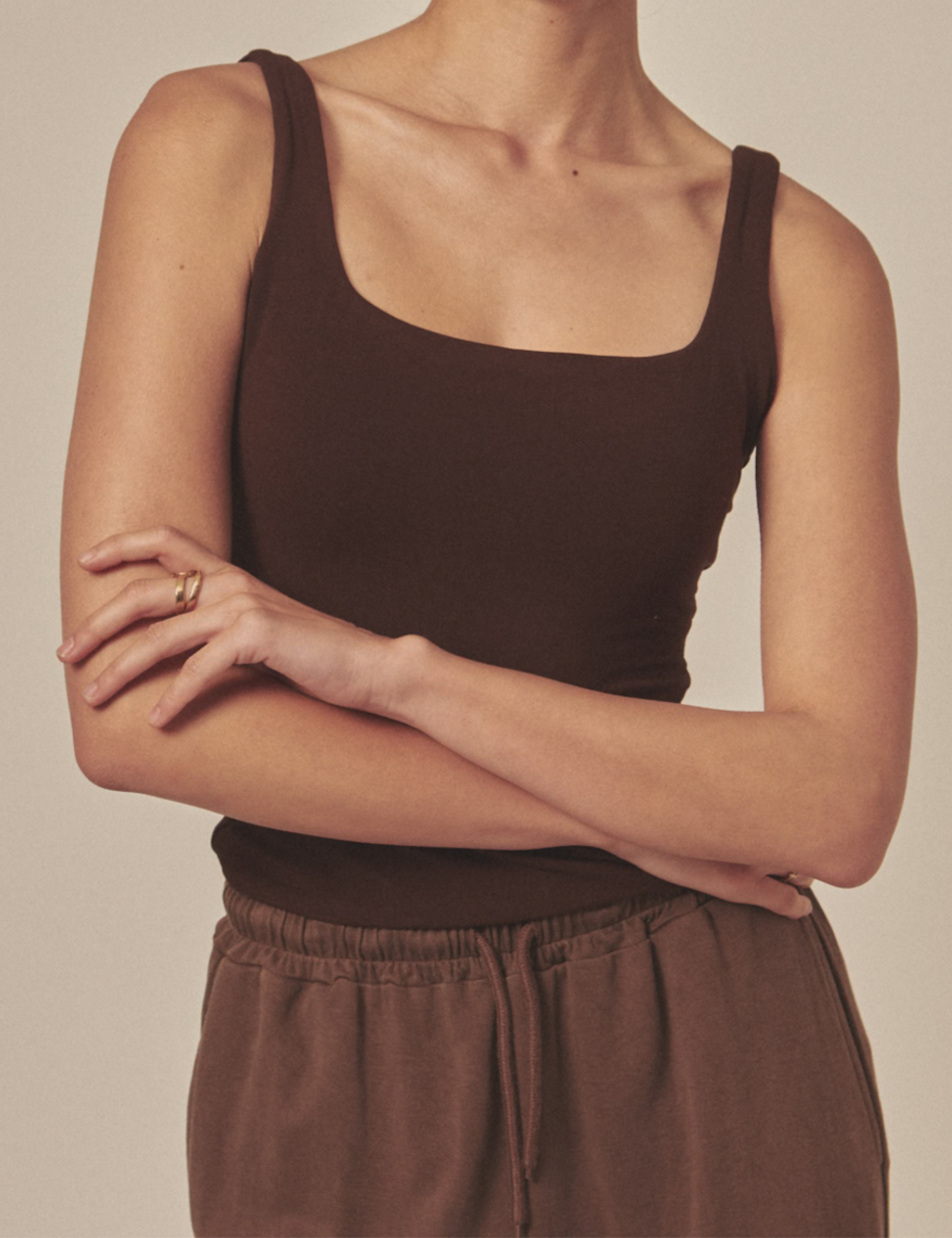 AuraFit Elegant Padded Tank / 枯茶(brown)