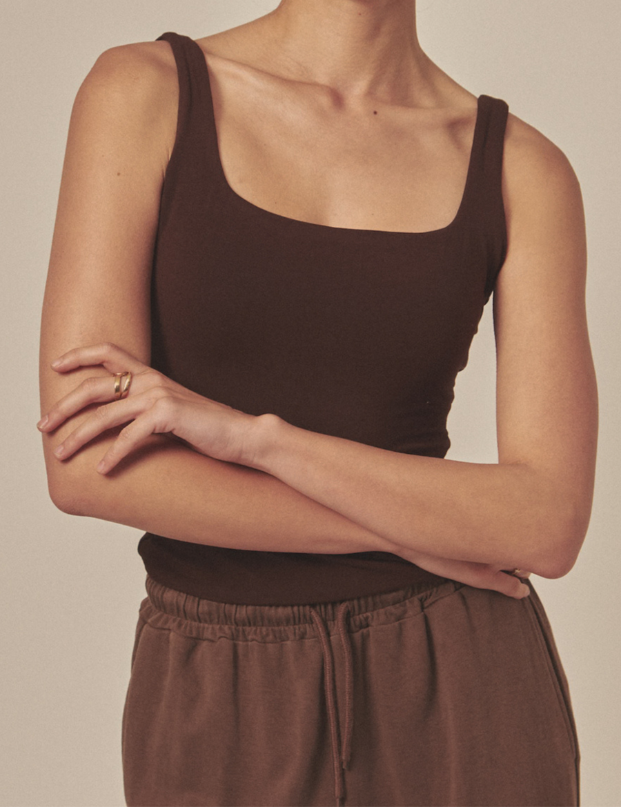 AuraFit Elegant Padded Tank / 枯茶(brown)