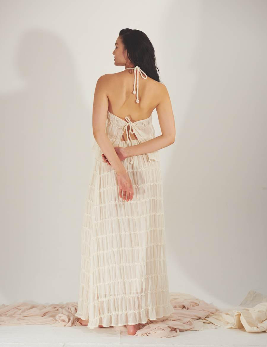 Ocean Breeze Elegant  Chiffon Skirt / 胡粉(off white)