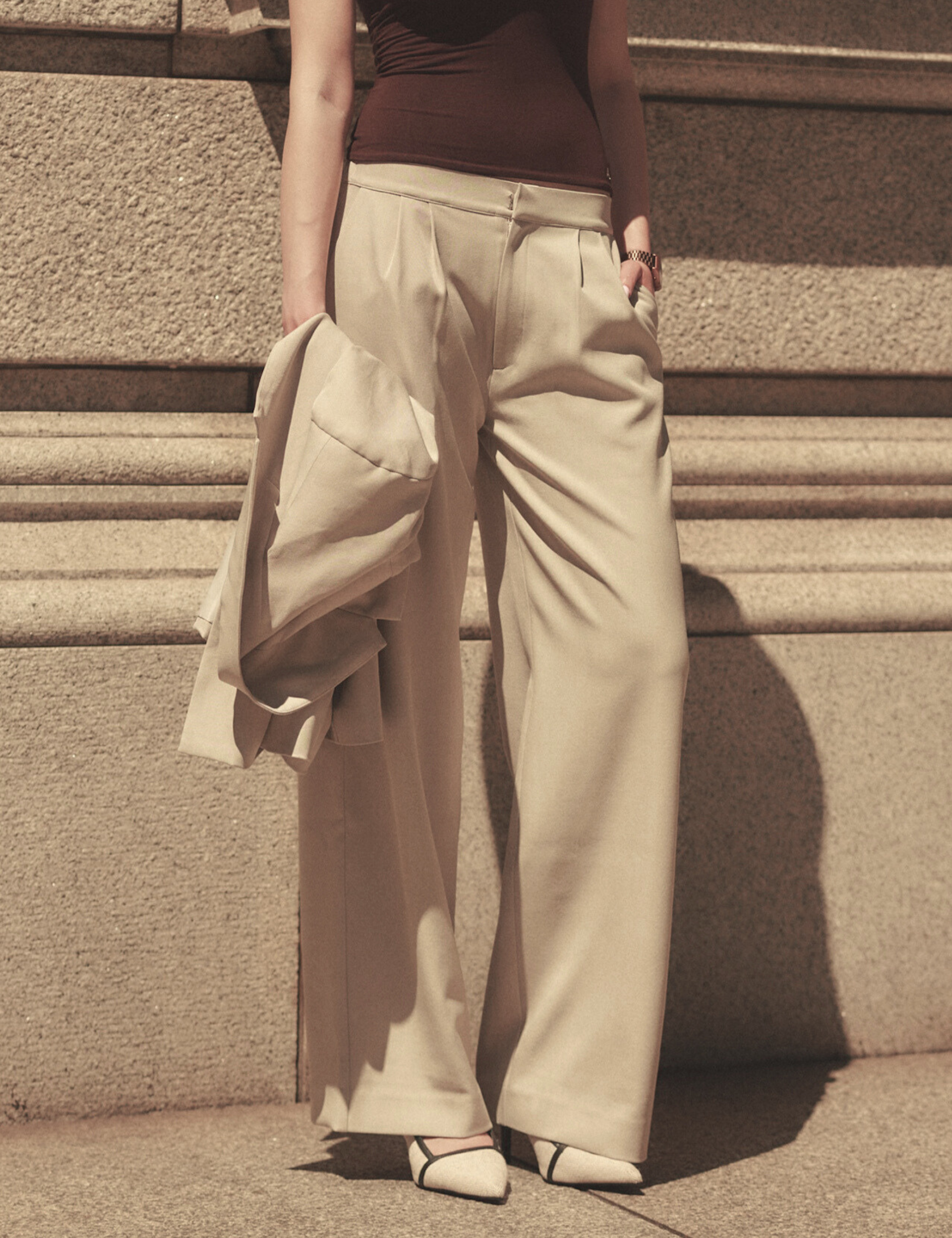 Urban Elegance Style Up Pants / 亜麻(sand beige)