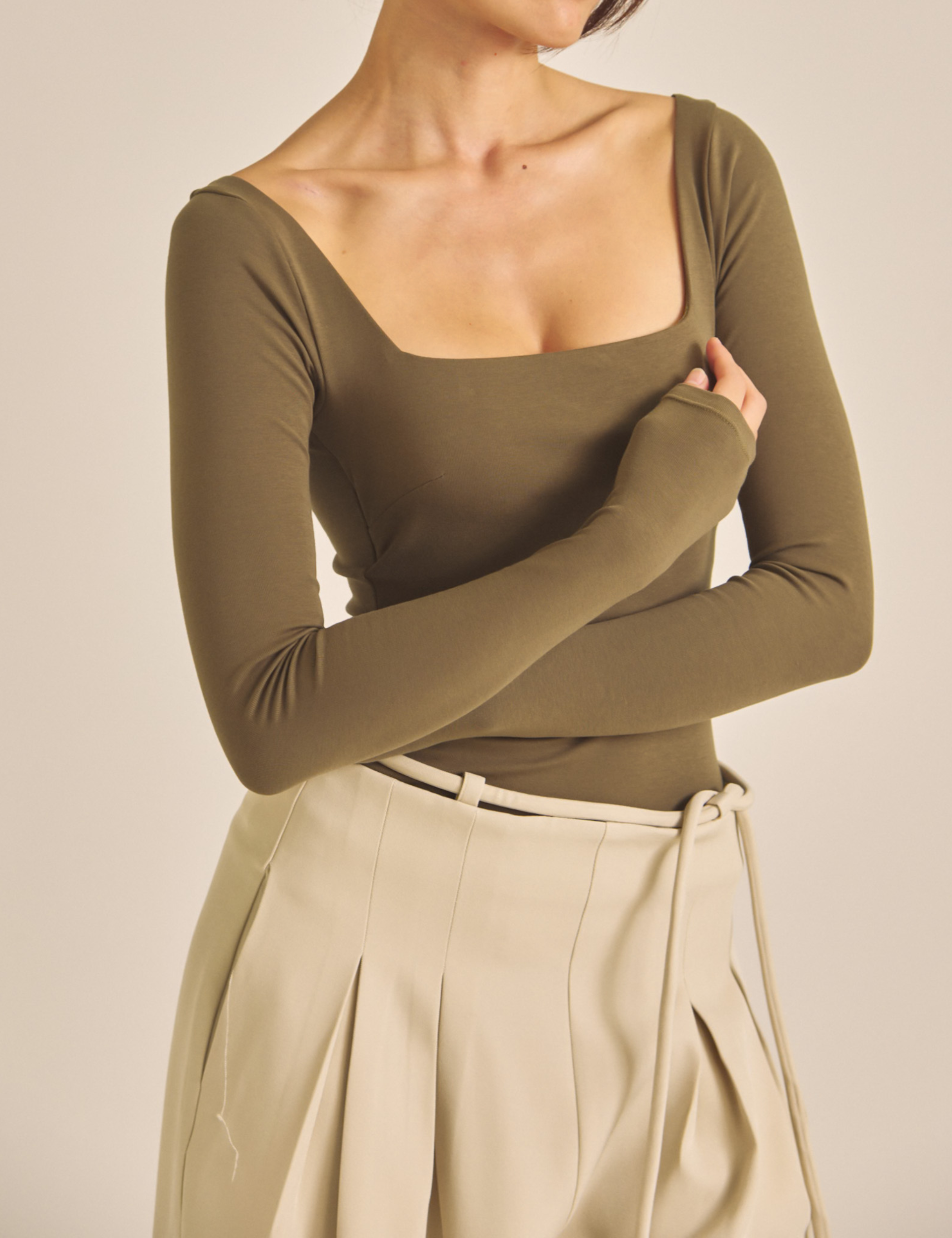 Dreamy×WABISABI long sleeve top / 松葉(khaki) – AMATERASJAPAN Dreamy×WABISABI long sleeve top / 松葉(khaki) – AMATERASJAPAN