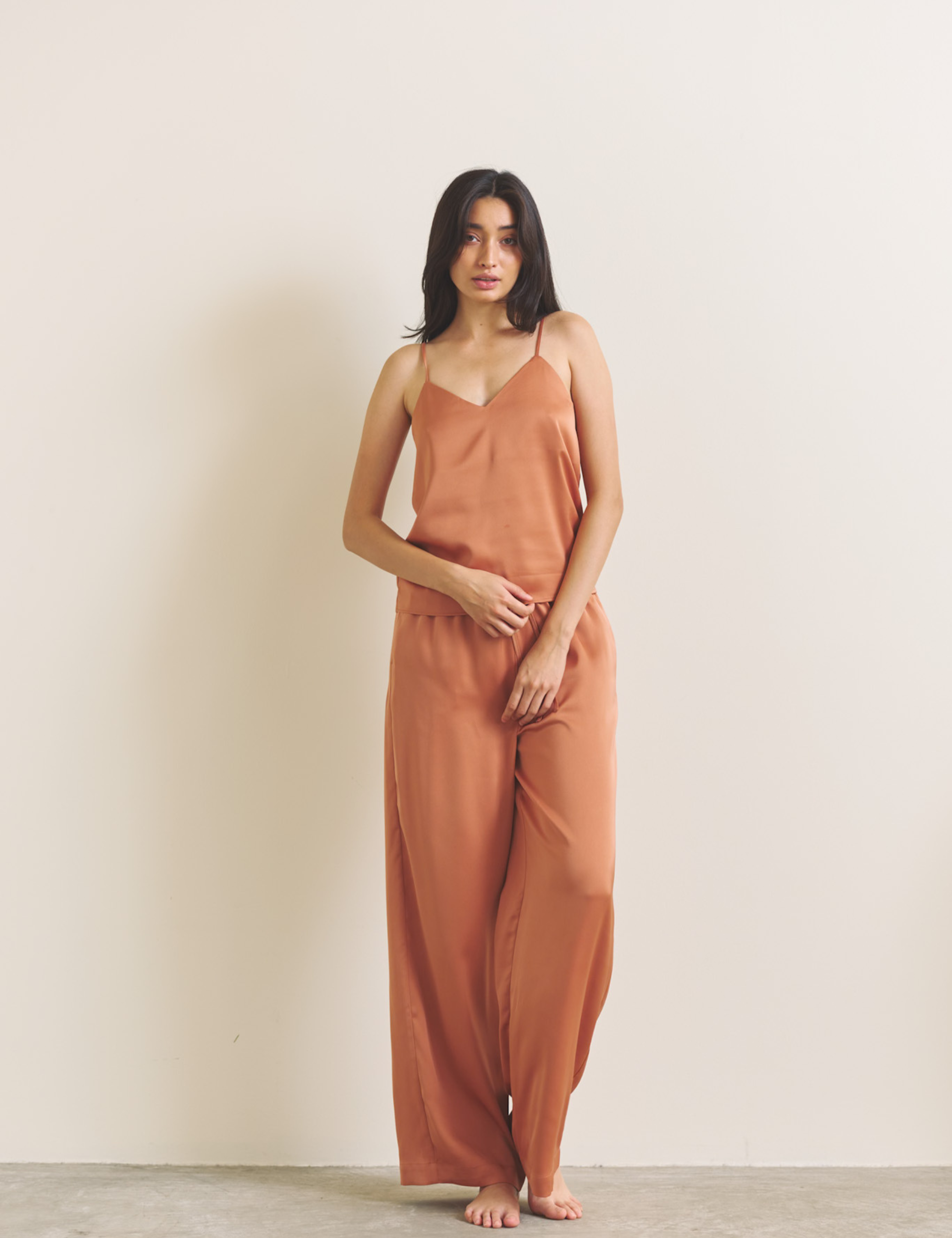 Soft Terra Satin Pants / 琥珀(orange)