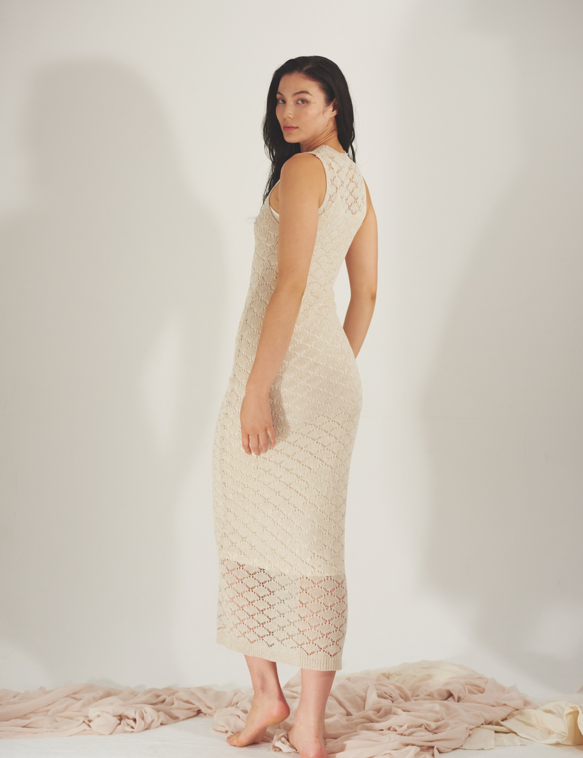 Ocean Breeze Elegant Knit Dress / 胡粉(off white)