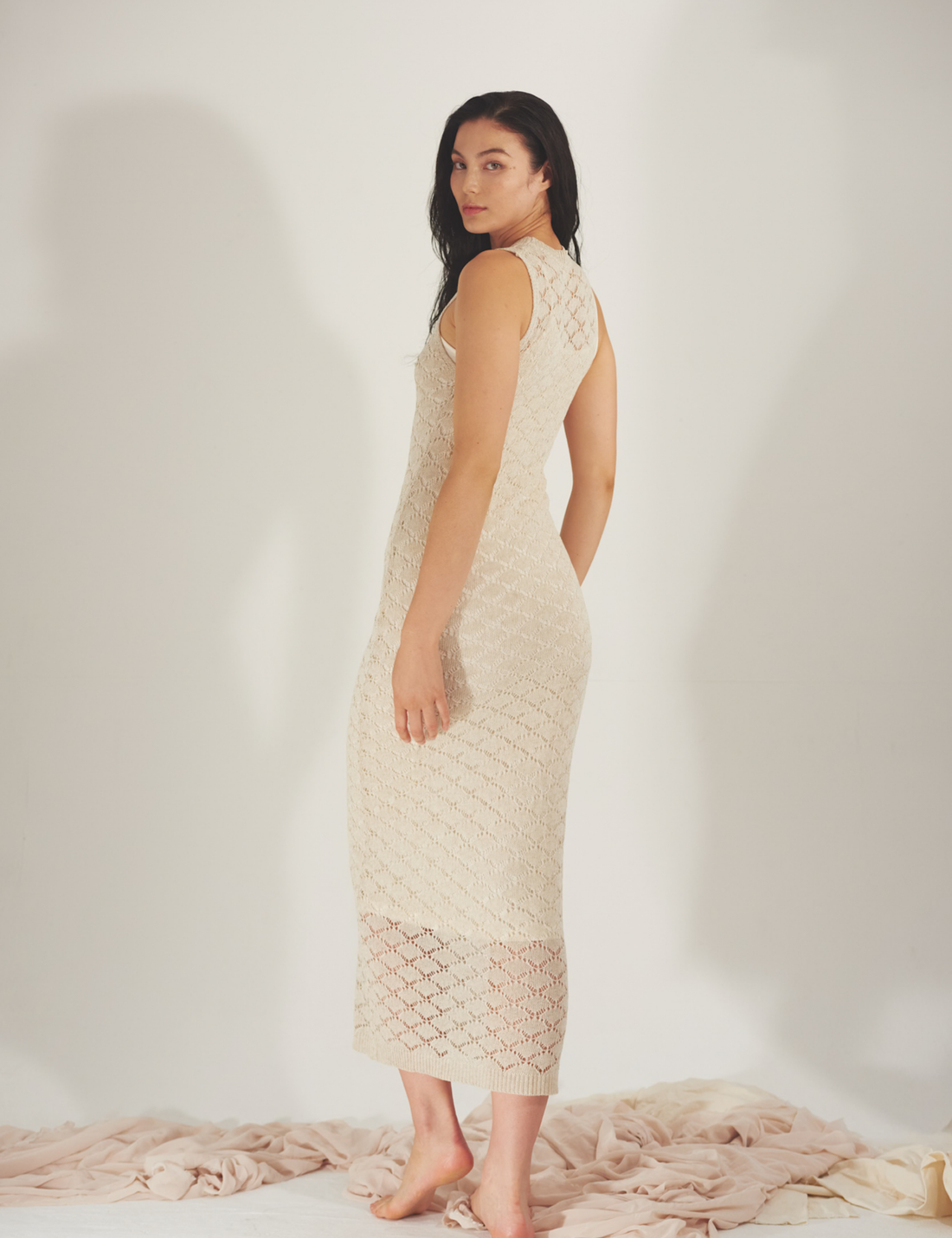 Ocean Breeze Elegant Knit Dress / 胡粉(off white)