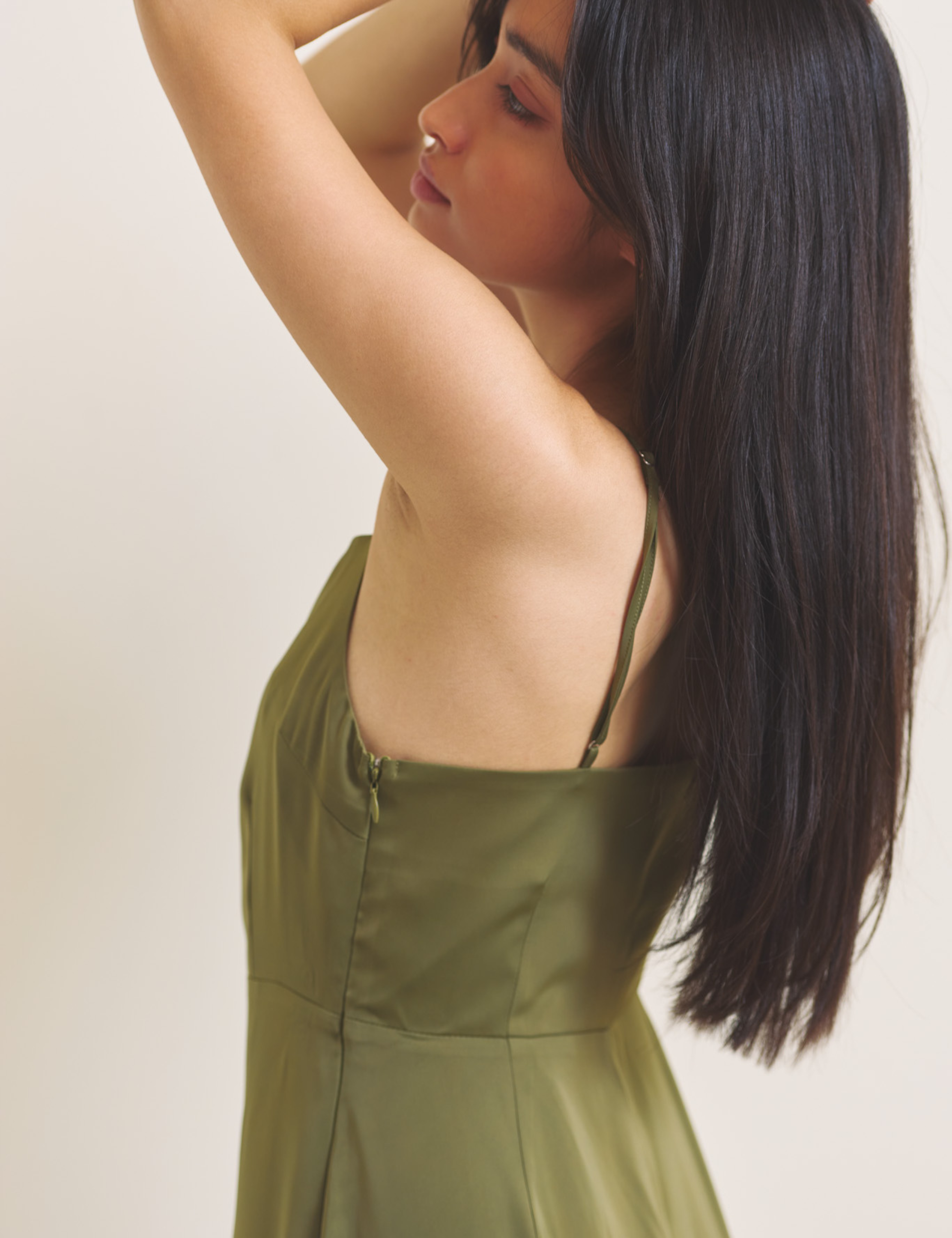 Rich Satin Bloom dress / 抹茶(matcha)