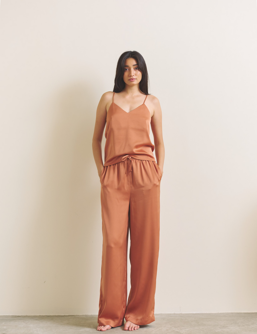 Soft Terra Satin Pants / 琥珀(orange)