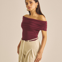 Elegant Draped Padded Top / 葡萄茶(burgundy)