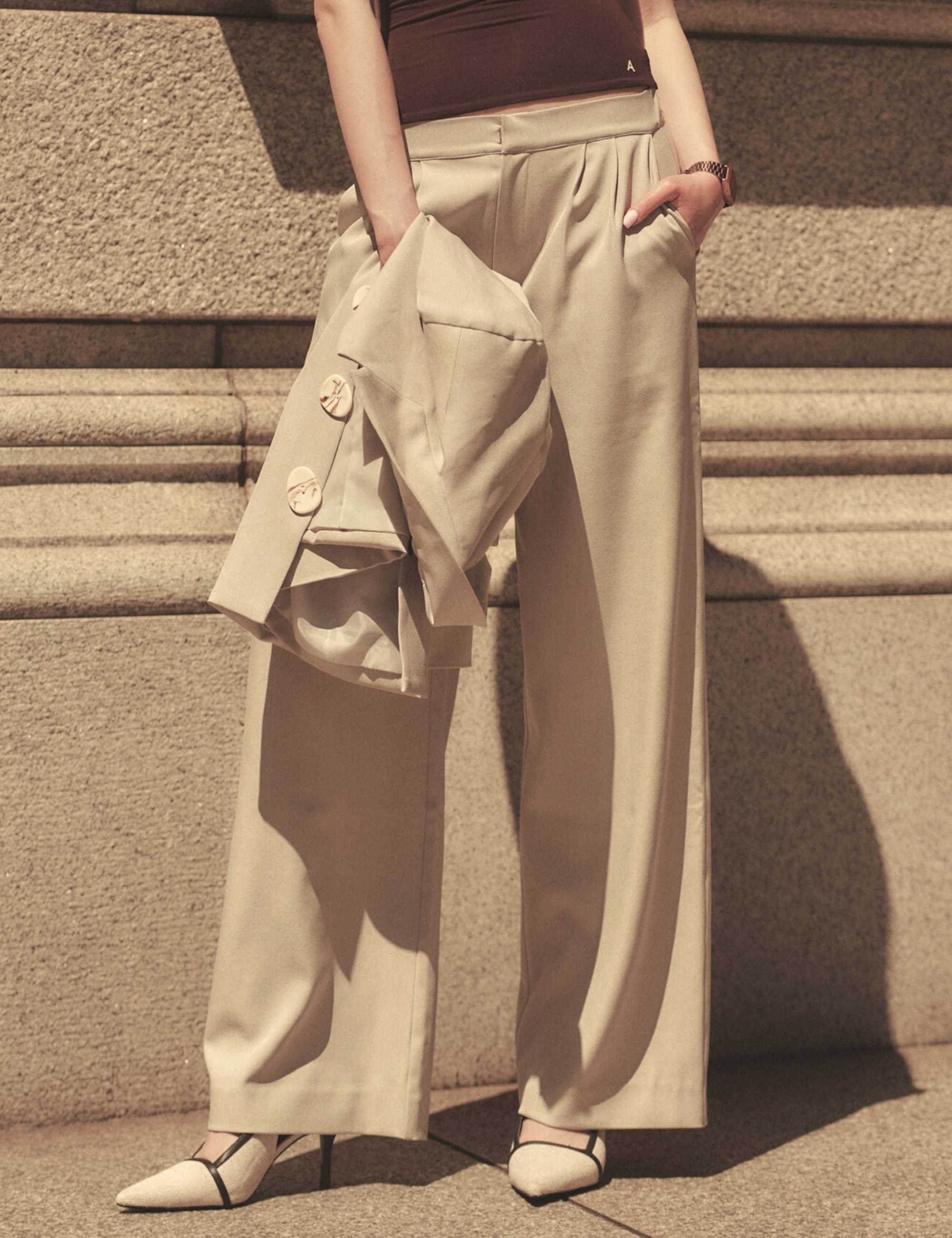 Urban Elegance Style Up Pants / 亜麻(sand beige)