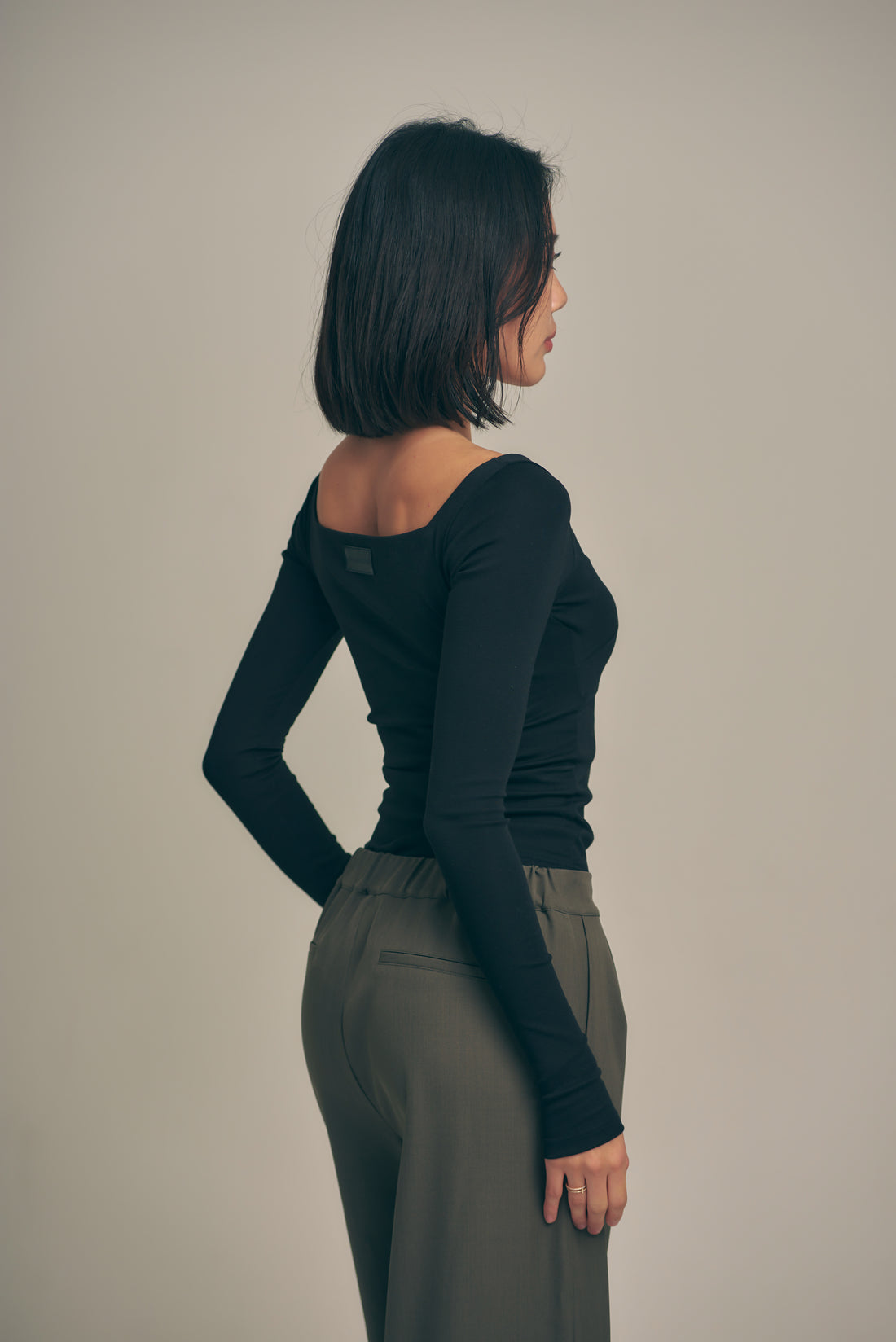 Dreamy×WABISABI long sleeve top / 墨(black)