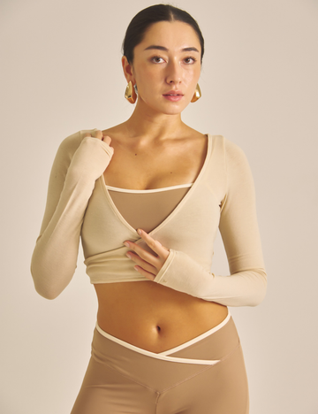 Amber Soft Wrap Cardigan / 白茶(beige)