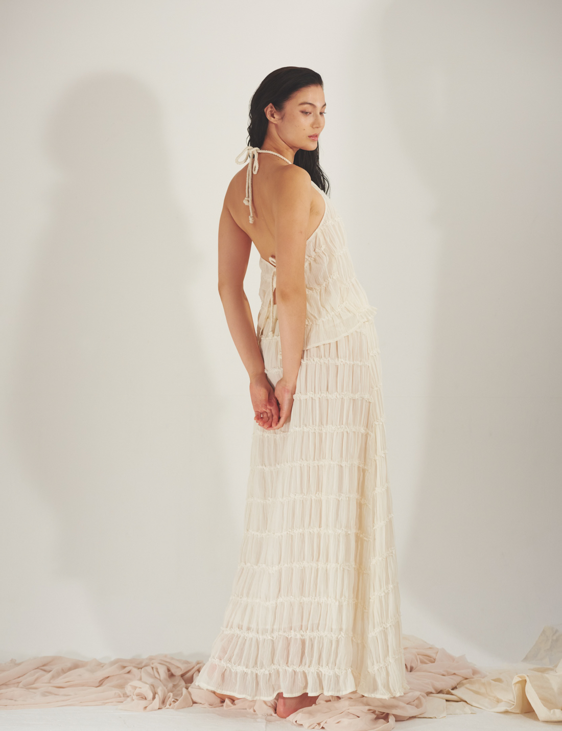 Ocean Breeze Elegant  Chiffon Top / 胡粉(off white)