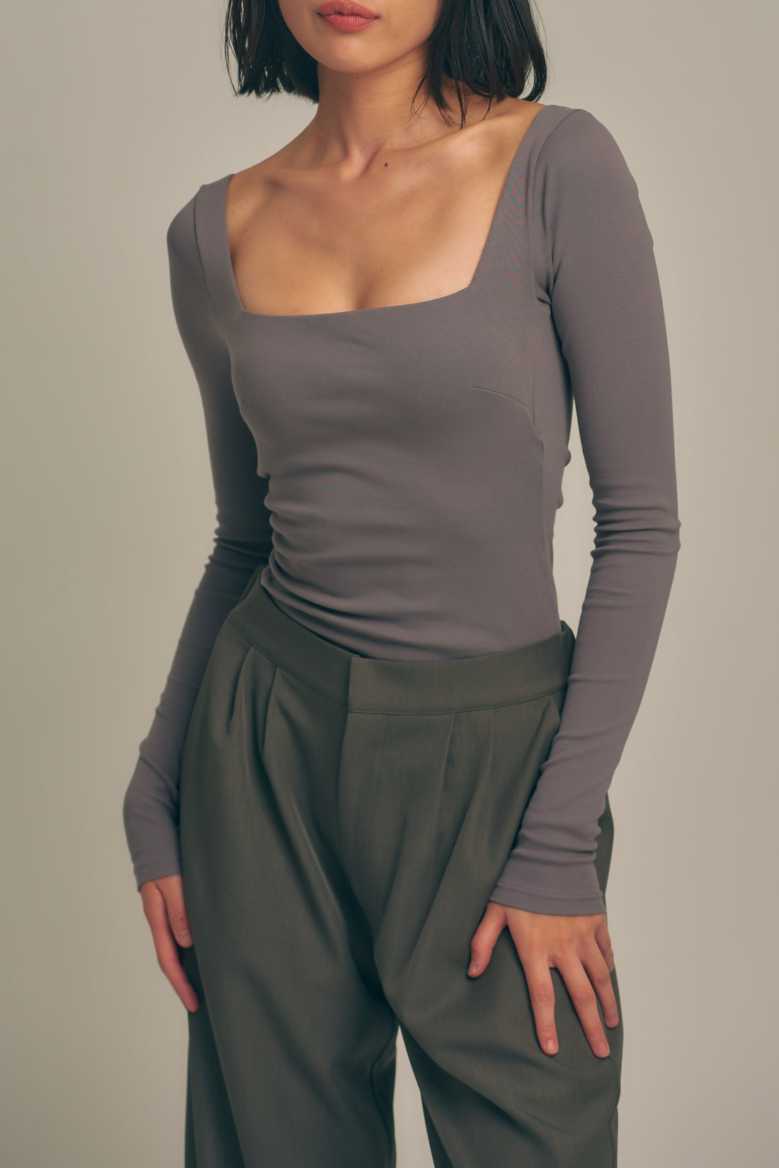 Dreamy×WABISABI long sleeve top / 薄墨(earth gray)