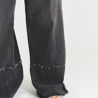 style up wide denim pants / 墨(black)