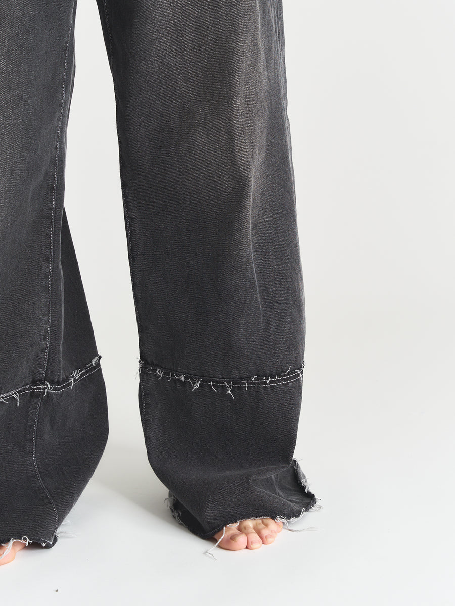 style up wide denim pants / 墨(black)