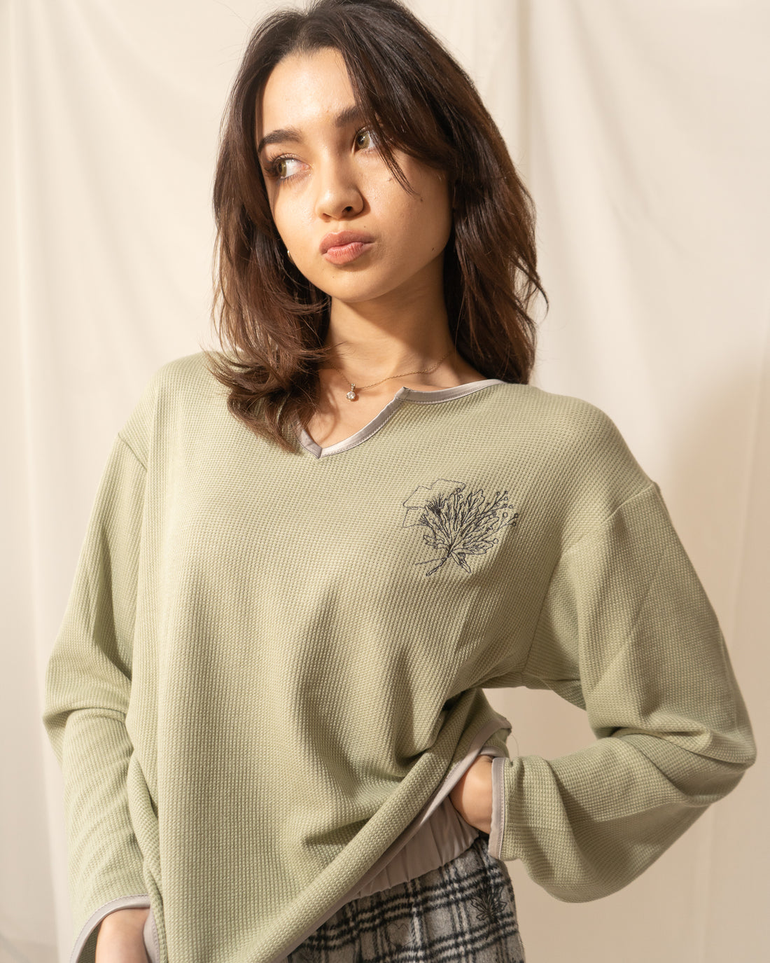 waffle sleeve top