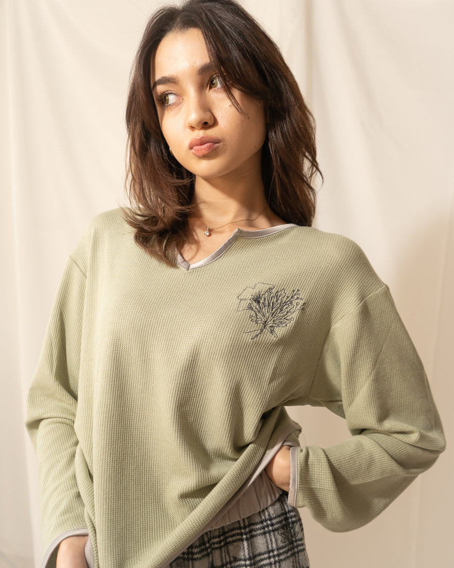 waffle sleeve top