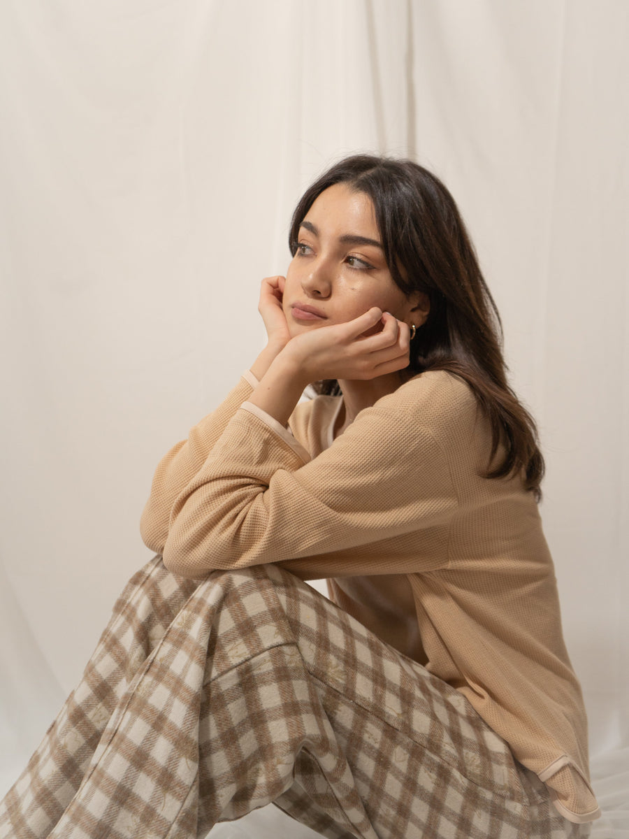 waffle sleeve top