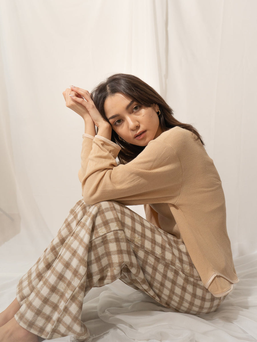 waffle sleeve top