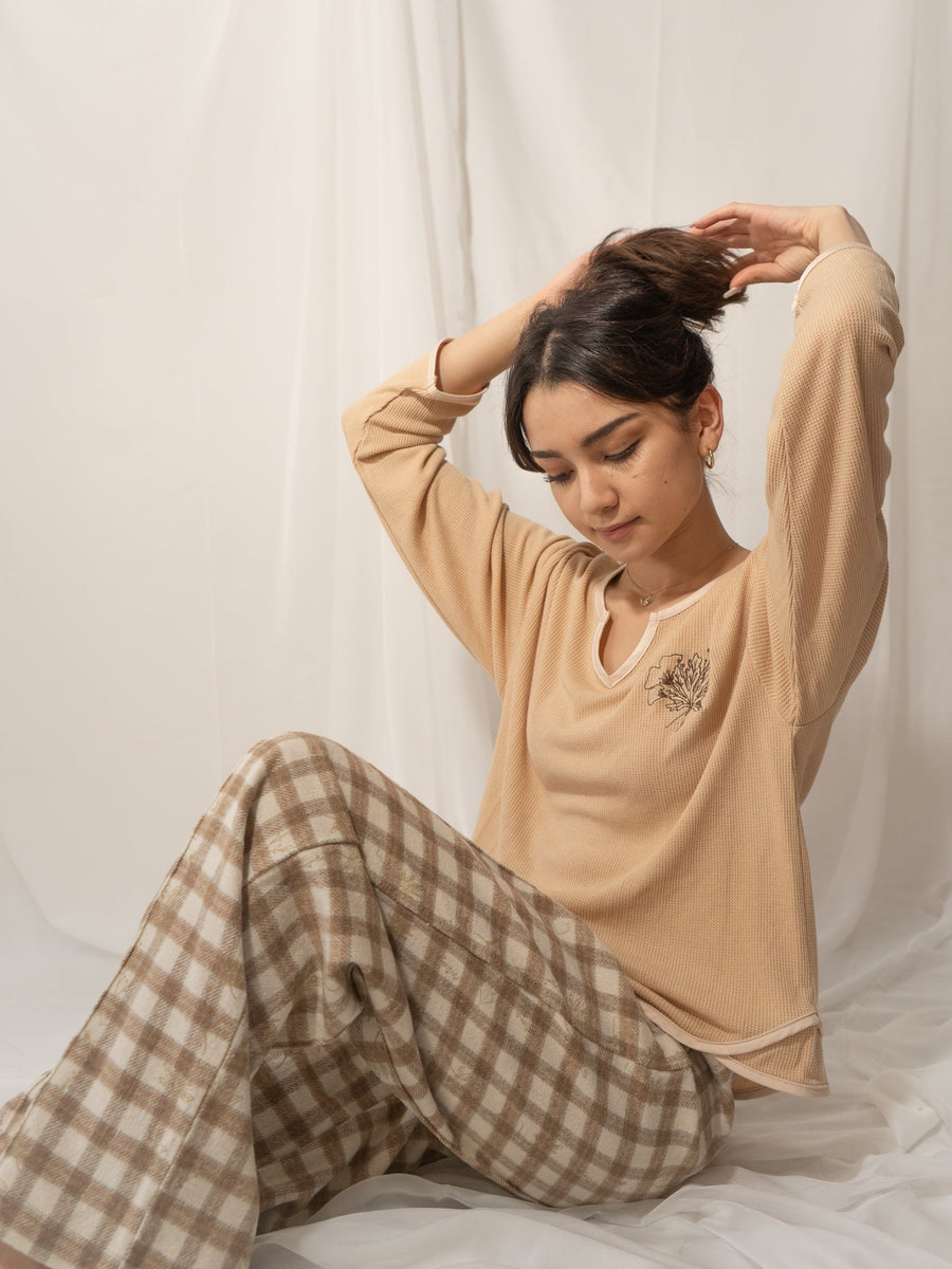 waffle sleeve top