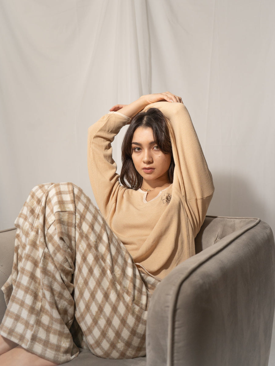 waffle sleeve top