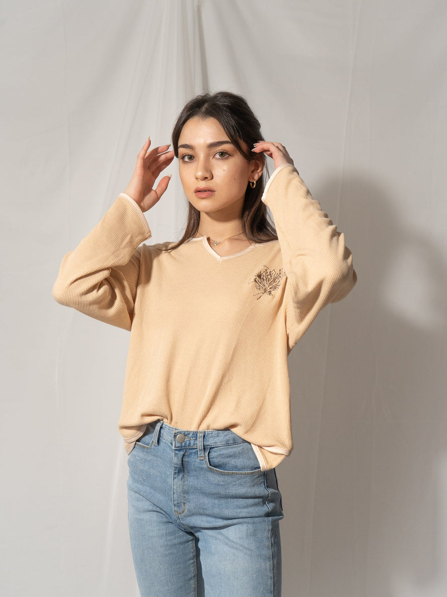 waffle sleeve top