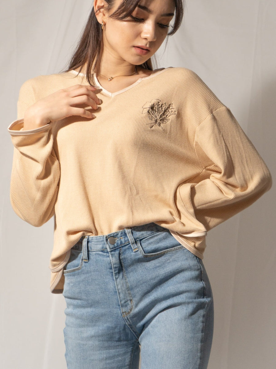 waffle sleeve top