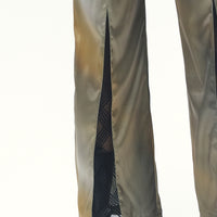 satin style up long pants / 松葉(khaki)